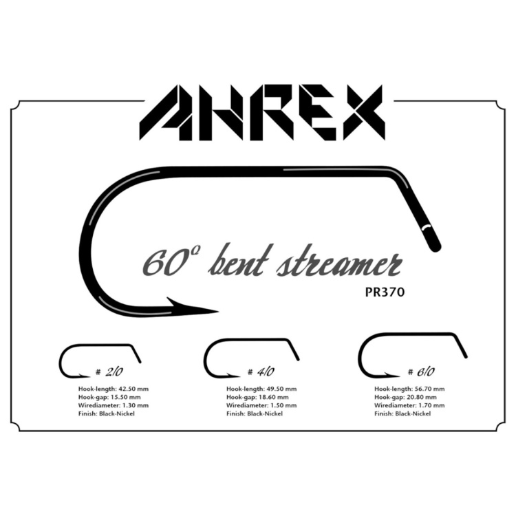 Ahrex Pr370 60 Degree Bent Streamer #6/0 Fly Tying Hooks